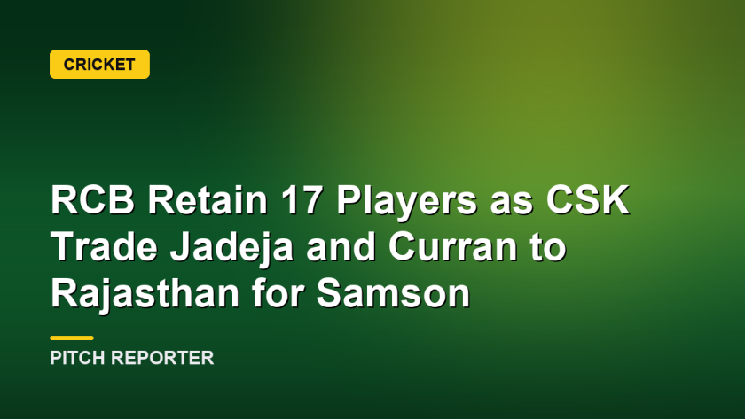 RCB Retain 17 Players as CSK Trade Jadeja and Curran to Rajasthan for Samson
